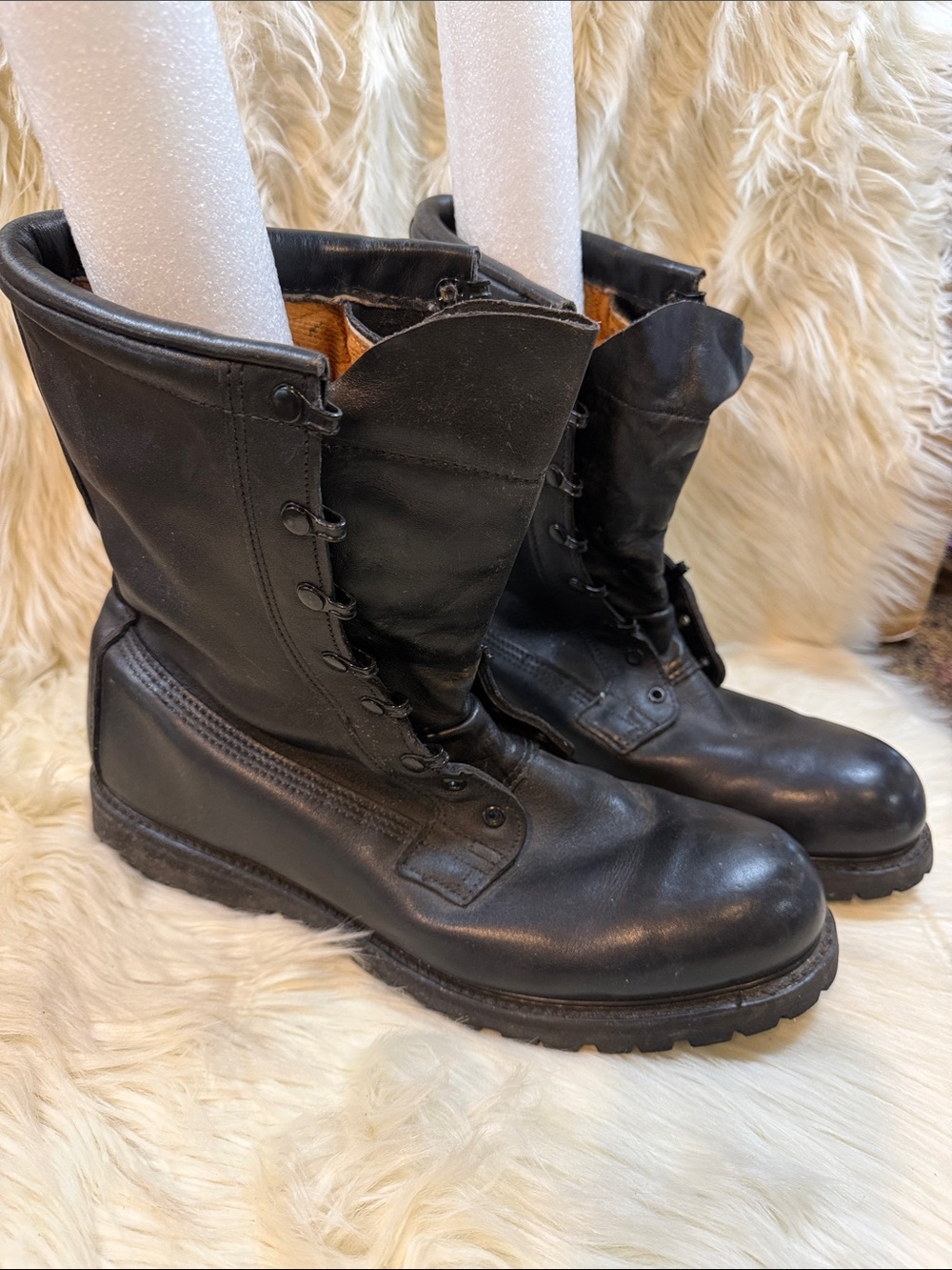 Men's Black Leather Lace-Up Tactical Boots - Men’s Size 14R
